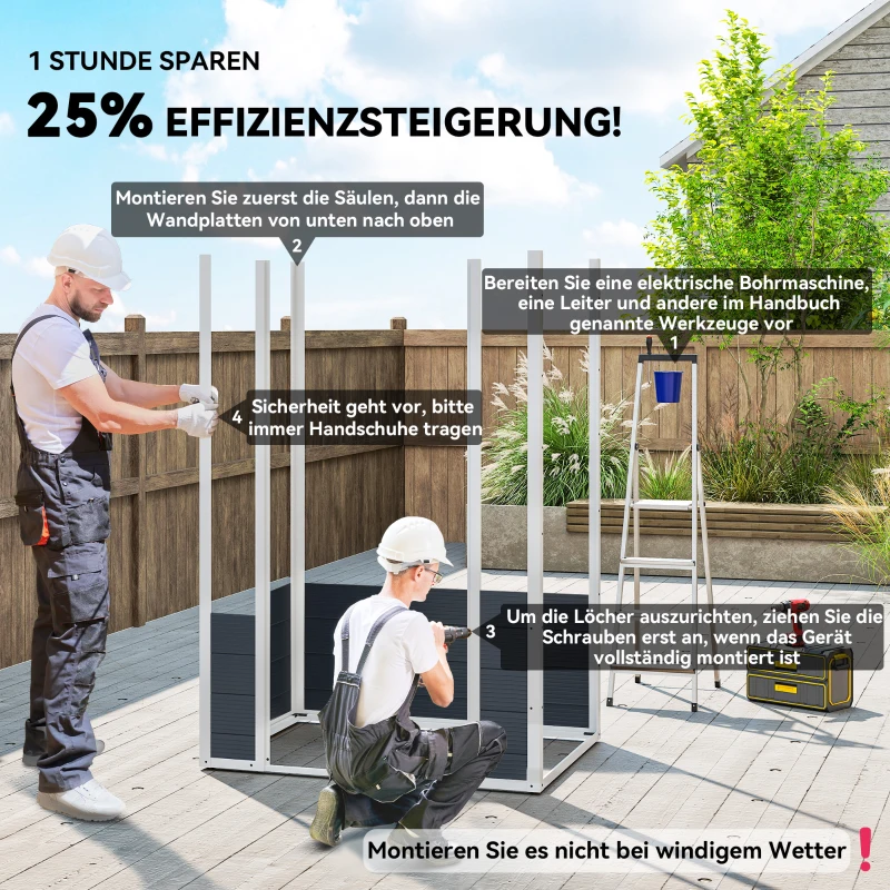 Outsunny Gereedschapsschuur tuinhuis met raam puntdak outdoor metaal kolengrijs(m-4)