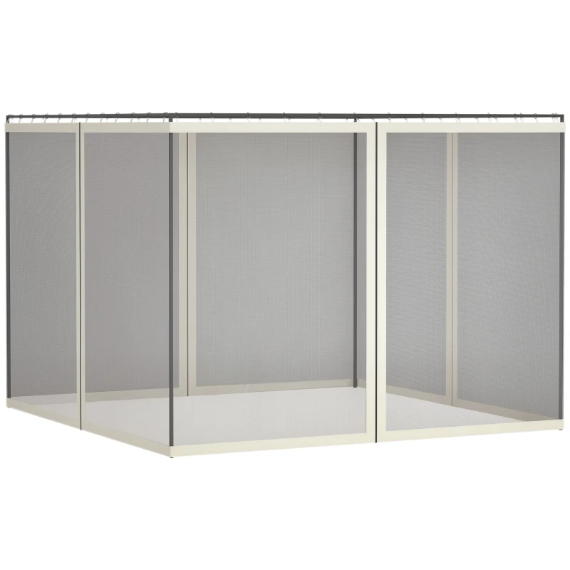 Outsunny Moustiquaires pour tonnelle barnum pavillon de jardin 3 x 4 m - lot de 4 moustiquaires zippées + crochets d'attaches