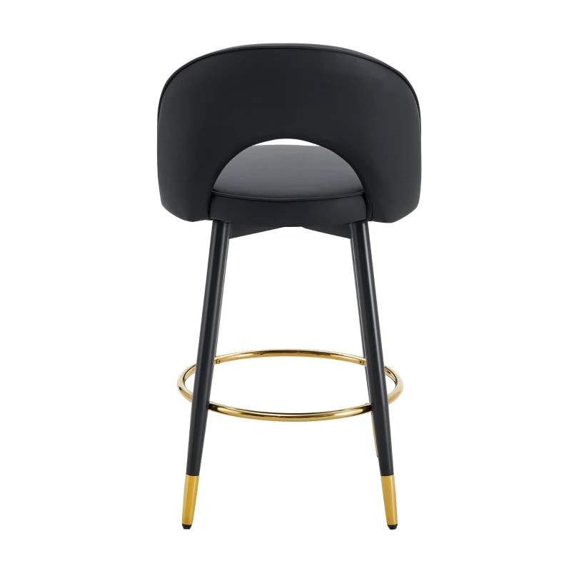Tabouret de bar pivotant 360°, dossier ajouré design, lot de 2, 44x44x91.5 cm, Noir