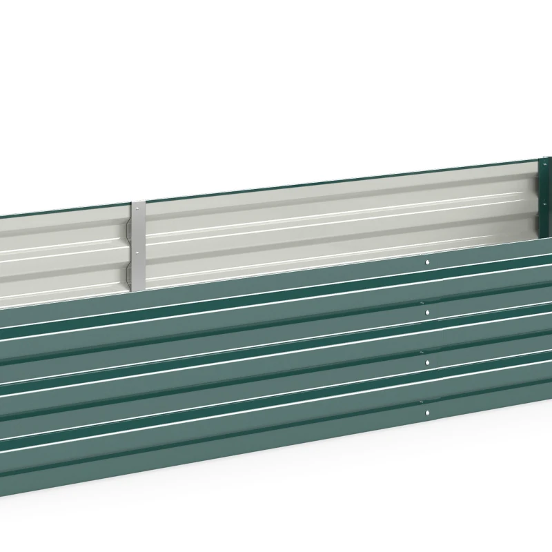 Outsunny Stalen verhoogde plantenbak, open bodem, eenvoudige montage, 95L x 90,5B x 29,8H cm, Groen