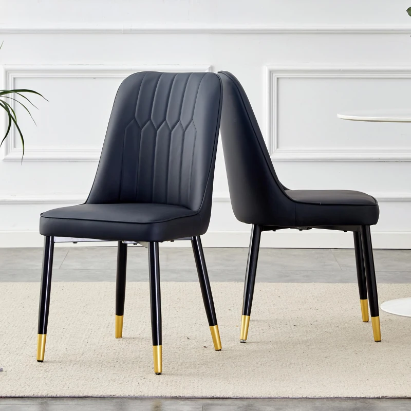 Lot de 2 chaises de salle à manger modernes, assise rembourrée, embouts antidérapants, 43x41.5x89 cm, Noir
