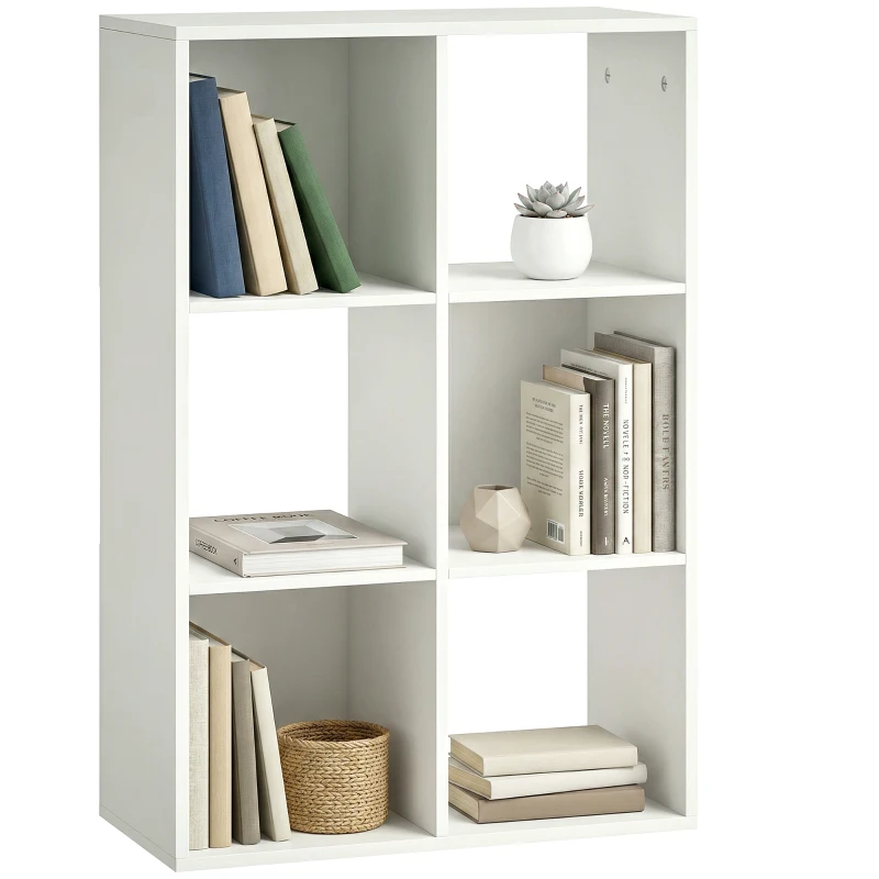 HOMCOM Boekenkast Staande Kast met 3 Niveaus Smalle Kast met Kantelbeveiliging Opbergkast voor Woonkamer Slaapkamer Kantoor Wit