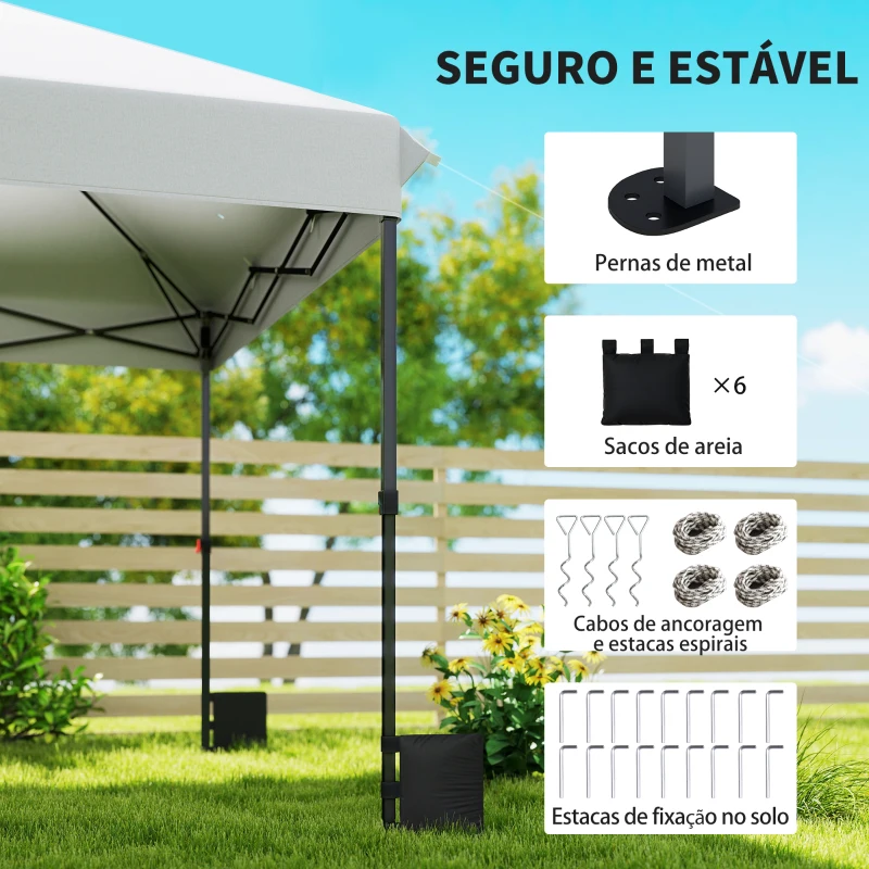 Outsunny Tenda Dobrável 6x3 m Pop-up Altura Ajustável 3 Níveis UPF50+ Fecho Central Sacos de Areia Bolsa com Rodas Prateado