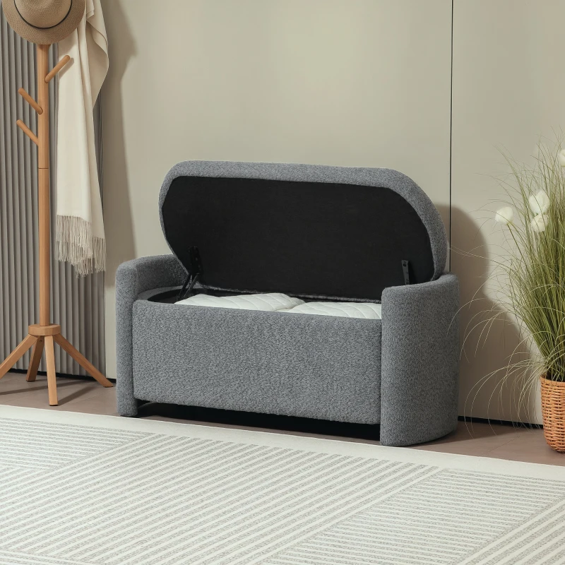 HOMCOM Gestoffeerde Bank met Opbergruimte Halbank Schoenenbank, 105 cm x 44 cm x 45,5 cm. Grijs(m-9)