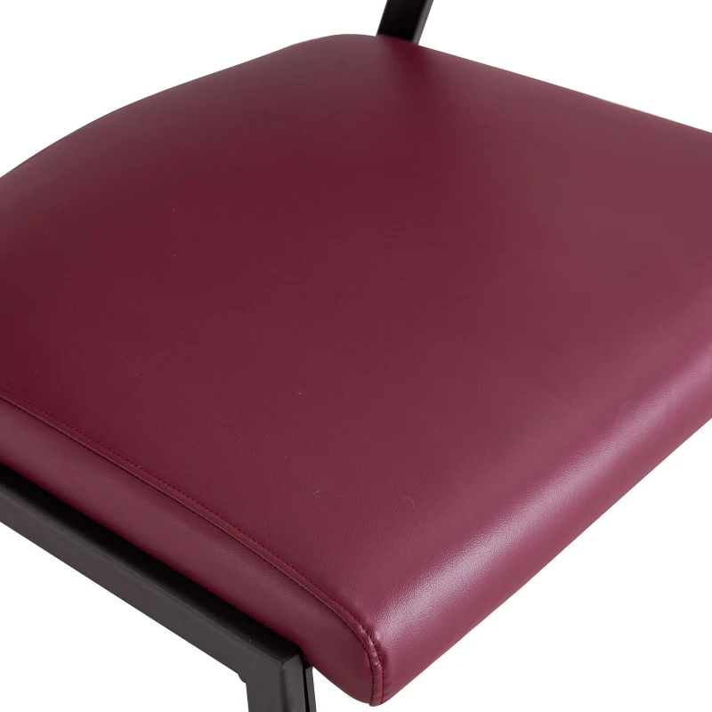 Chaise de salle à manger moderne rembourrée, design épuré, dossier ergonomique, 51x49x78 cm, Rouge
