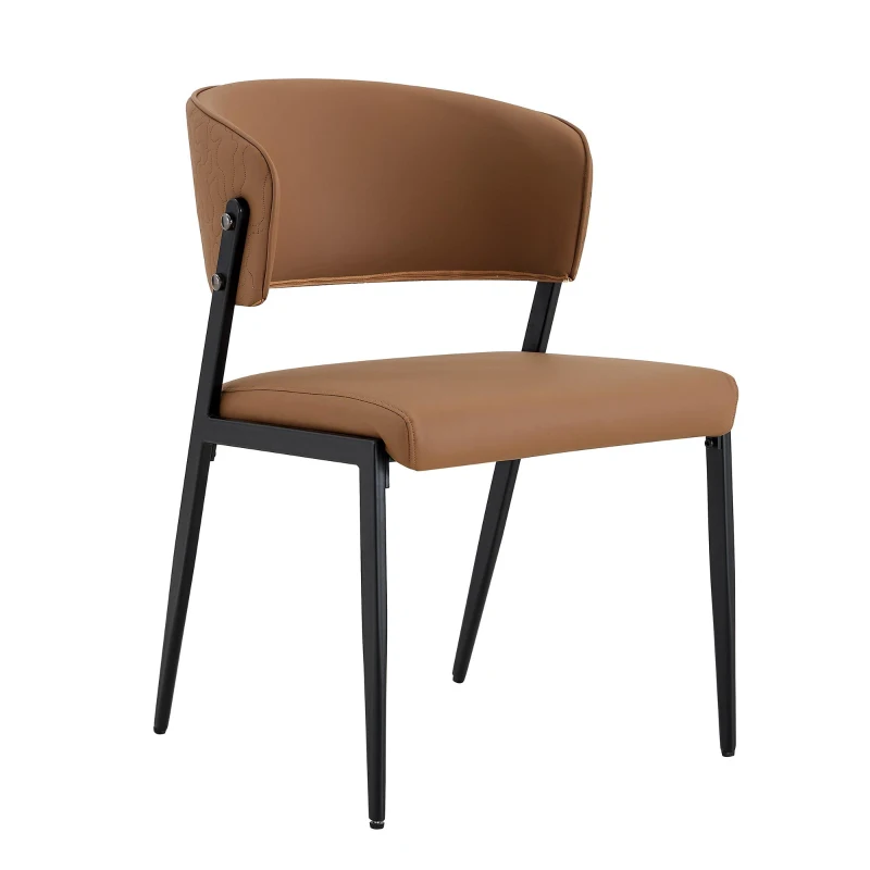 Chaise de salle à manger moderne rembourrée, design épuré, dossier ergonomique, 51x49x78 cm, Marron