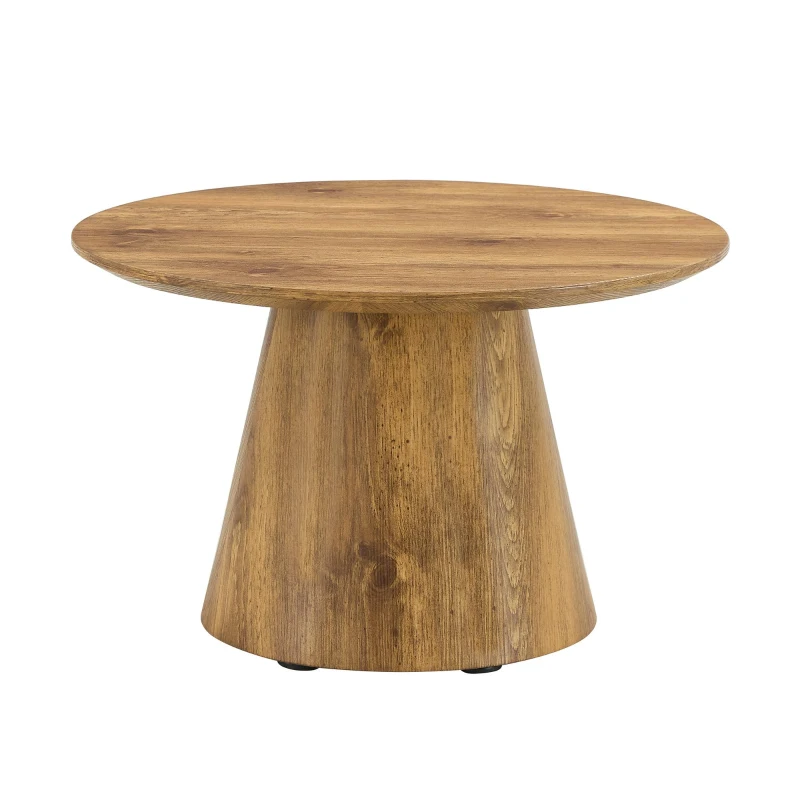 Table basse ronde, résistante et facile d'entretien, patins feutrés antidérapants, 60x60x35 cm, Couleur naturelle