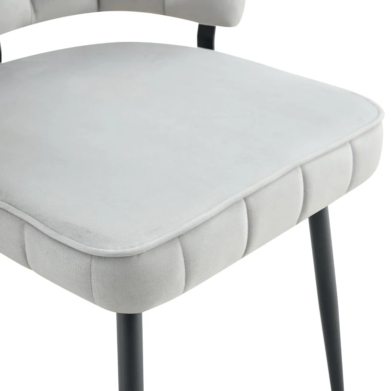 Lot de 2 chaises de salle à manger, mousse haute densité, patins antidérapants, 60x48x80 cm, Gris clair+Noir