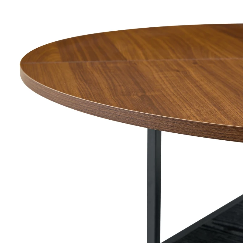Table ronde 107 cm de diamètre, design industriel élégant, pour 2–4 personnes, 107x107x75 cm, Noyer