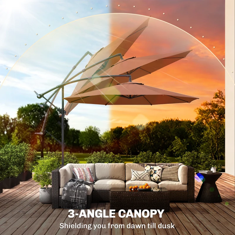 Outsunny 3 m Overhanging Cantilever Parasol, with Cross Base - Wine Red