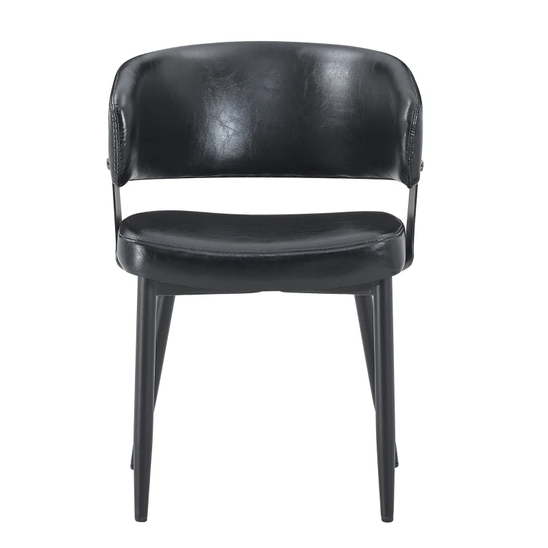 Lot de 2 chaises de salle à manger style mid-century, design tonneau, haute densité ergonomique, 46.5x48x77.3 cm, Noir