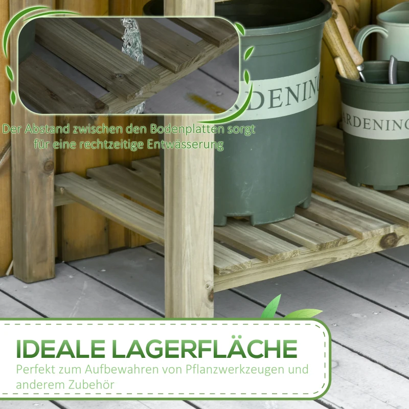 Outsunny Verhoogd Bloembed, Verhoogde Houten Plantenbak met Onderste Plank, Robuuste Constructie, Afvoergaten, 91L x 51B x 76H cm, Groen
