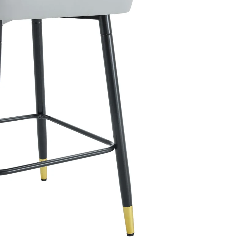 Lot de 2 tabourets de bar, design moderne, repose-pieds et renfort croisé, 42x45x100 cm, Gris clair