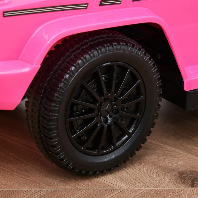 HOMCOM Porteur Enfants Voiture Enfant Multi-équipée 12-36 Mois klaxon Marche-Pieds, Garde-Corps et ombrelle Rose