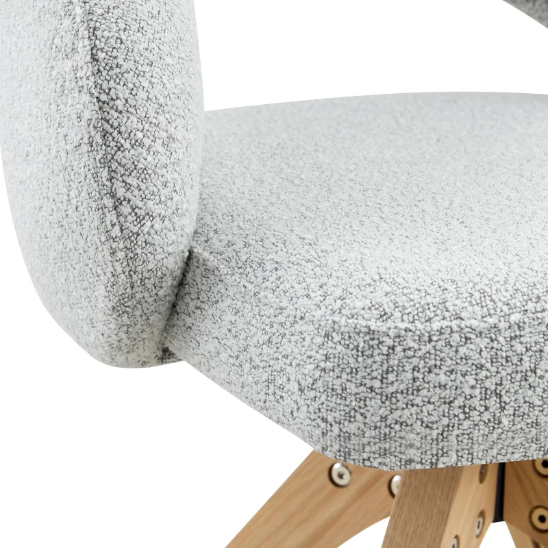Lot de 2 chaises pivotantes style rétro, piètement 4 pieds en bois massif, patins antidérapants, 46x49x84 cm, Couleur naturelle