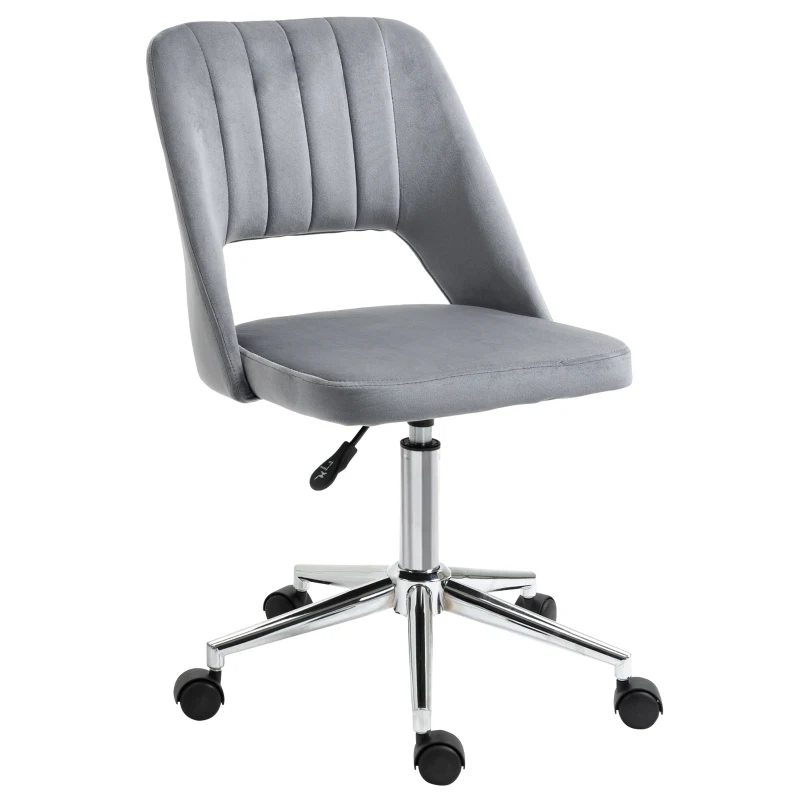 Vinsetto Chaise de bureau design contemporain pivotante 360° ergonomique dossier strié aéré hauteur réglable revêtement velours 49 x 60 x 91 cm gris foncé