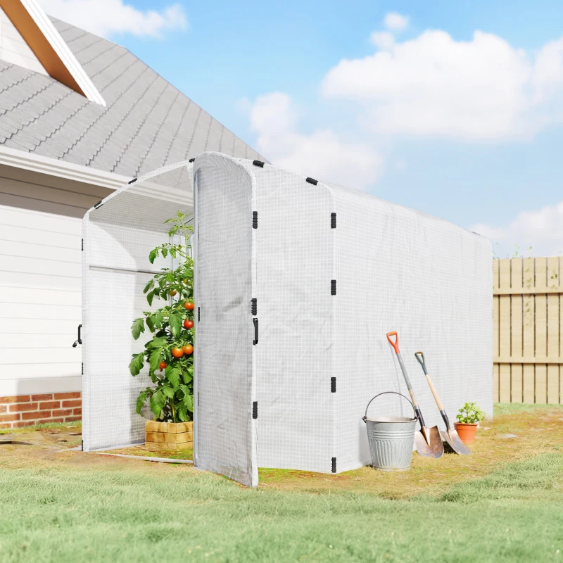 Outsunny Polytunnel Greenhouse Walk-in Grow House with UV-resistant PE Cover, Door and Galvanised Steel Frame, 3 x 2 x 2m, White