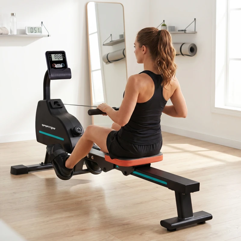 SPORTNOW Vogatore domestico: 16 livelli resistenza, Bluetooth, APP compatibile.