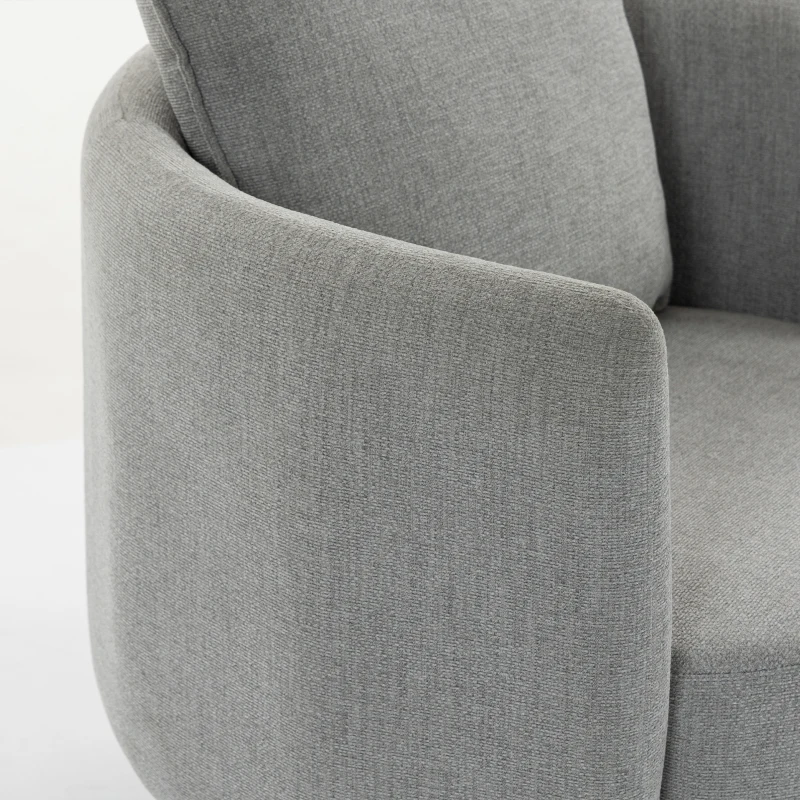 HOMCOM Accentstoel met 360° draaivoet, clubfauteuil van linnenstof met kussen in lichtgrijs