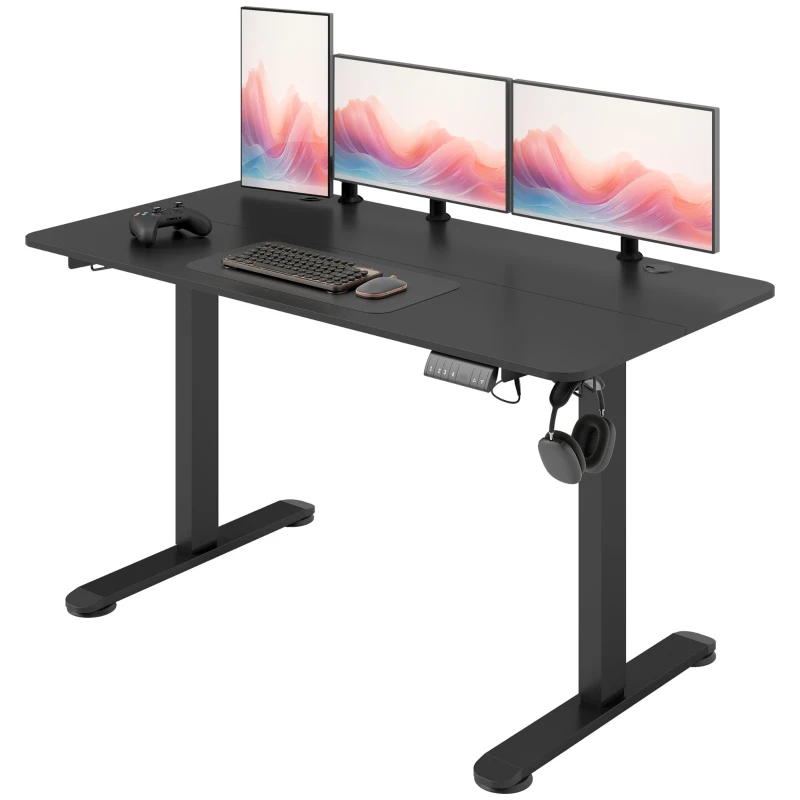 Vinsetto Verstelbaar Zit-Stabureau Computertafel, 140 cm x 70 cm x 116 cm, Zwart(m-10)