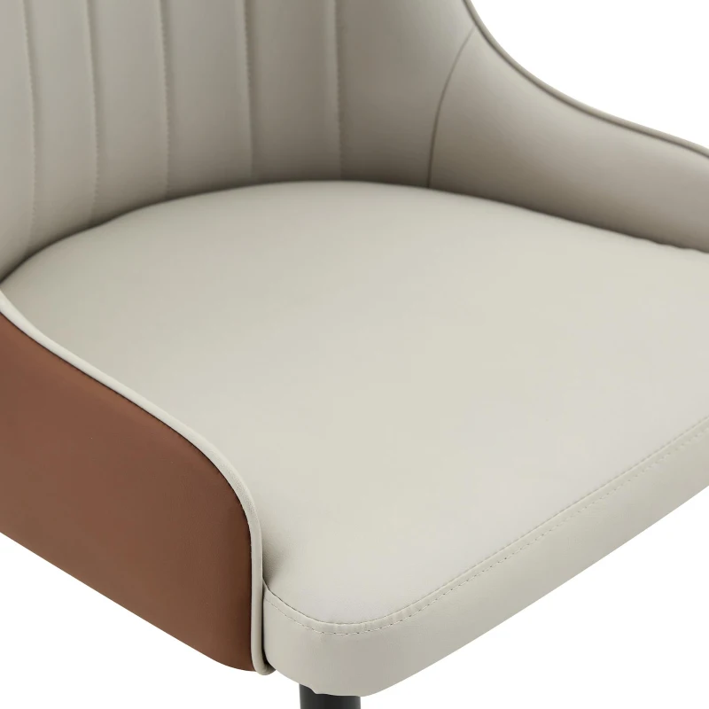 Lot de 2 chaises de salle à manger, dossier motif éclair stylé, déperlante et facile d'entretien, 47.3x44x91 cm, Gris chaud