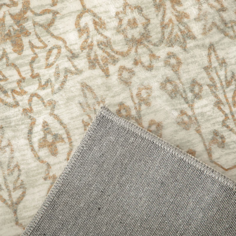 HOMCOM Floral Boho Area Rug, Carpet Cream and Green Rug for Living Room, Bedroom, Dining Room, 150 x 80cm