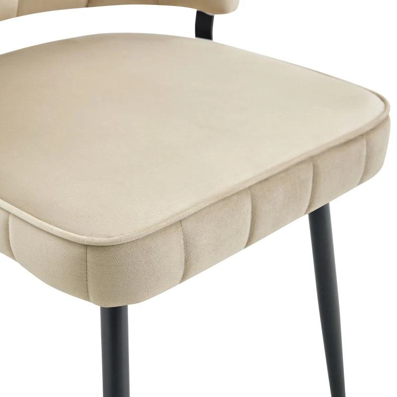 Lot de 2 chaises de salle à manger, mousse haute densité, patins antidérapants, 60x48x80 cm, Noir