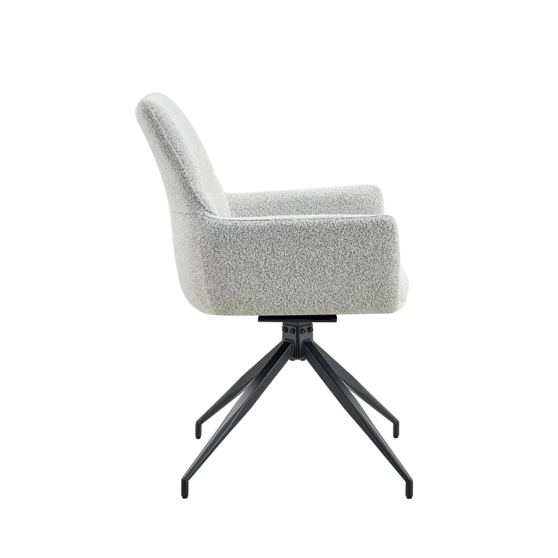 Fauteuil pivotant 360° rembourré, piètement métal laqué stable, patins antidérapants, 48x50x85 cm, Gris clair