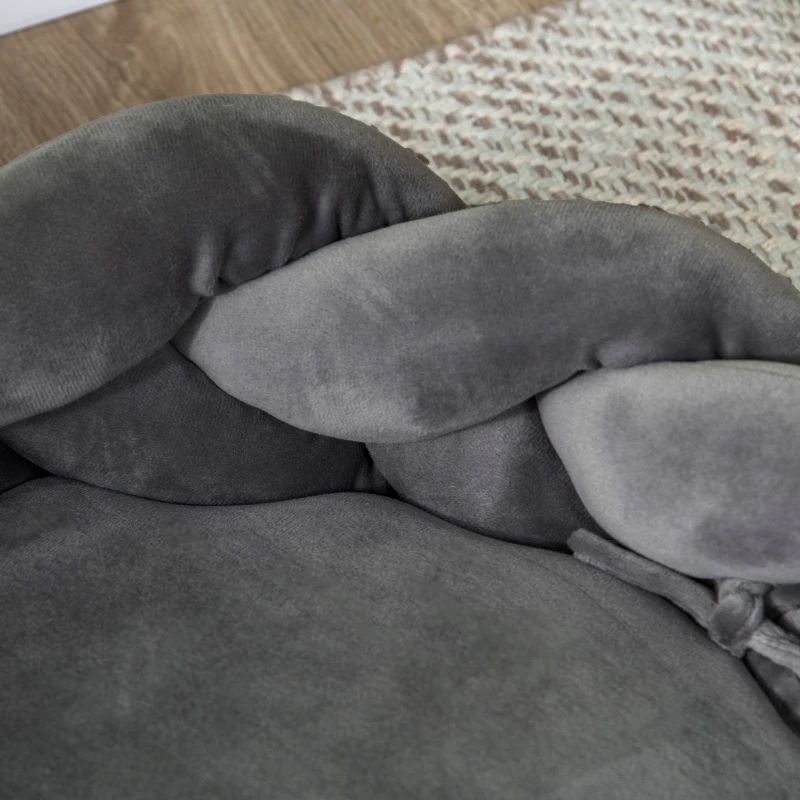 PawHut Letto per Cani e Gatti da Interni Imbottito e Lavabile con Cuscino Separato, Ø55x14cm, Grigio