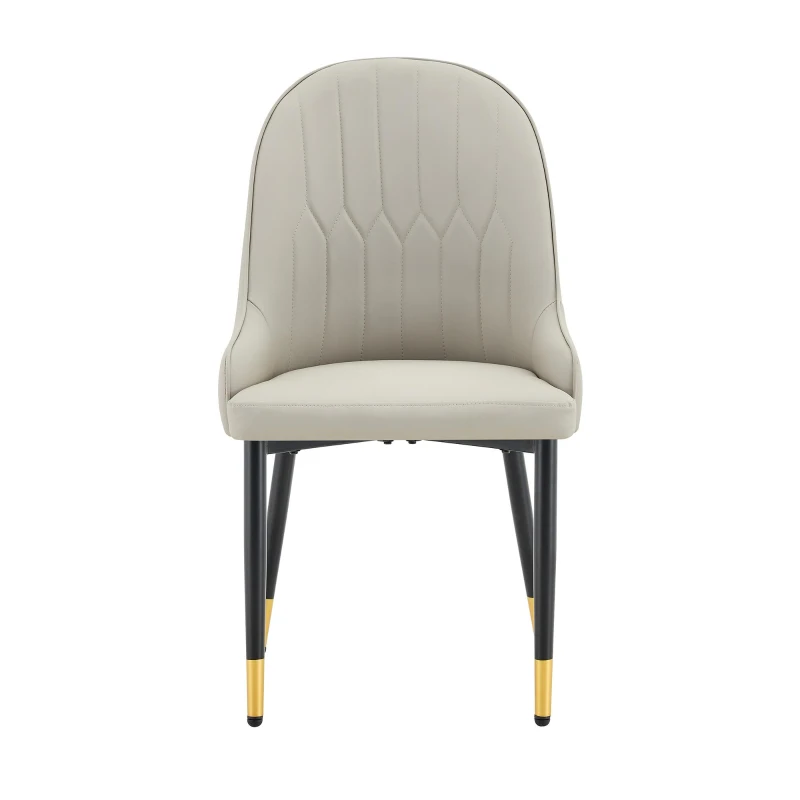 Lot de 2 chaises de salle à manger, dossier motif éclair stylé, déperlante et facile d'entretien, 47.3x44x91 cm, Gris chaud