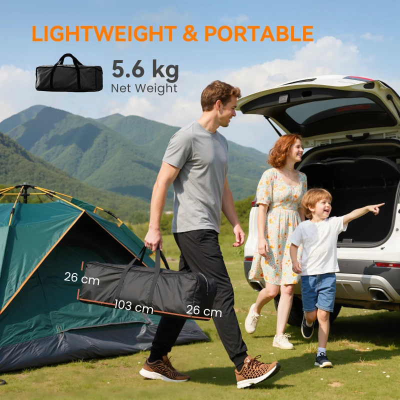 Outsunny Portable Padded Camping Chair, with Bag - Black/Grey