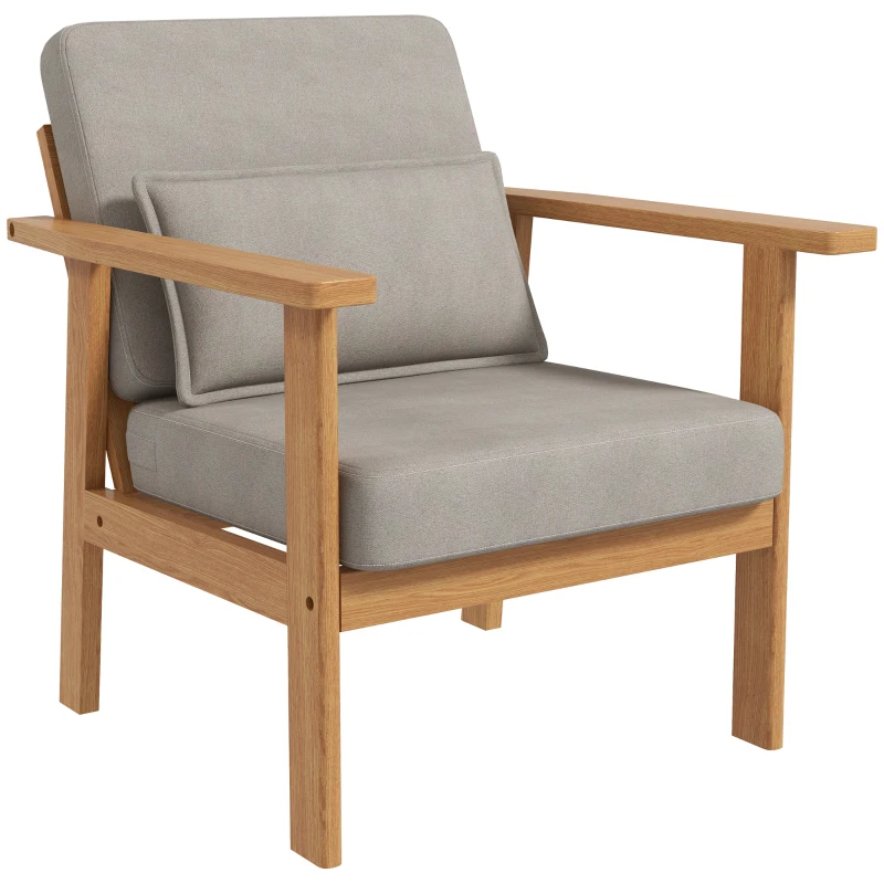 HOMCOM Gestoffeerde Stoel, inclusief 1 Kussen, 70 cm x 72 cm x 76 cm, Beige + Natuurlijk