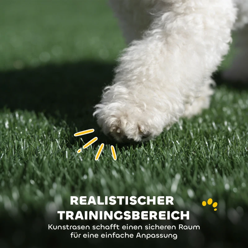 PawHut Hondentoilet 75 x 51 cm Hondentoilet met Kunstgras, Puppytoilet met Hoge Wanden, Uittrekbare Lade en Drainage Zwart