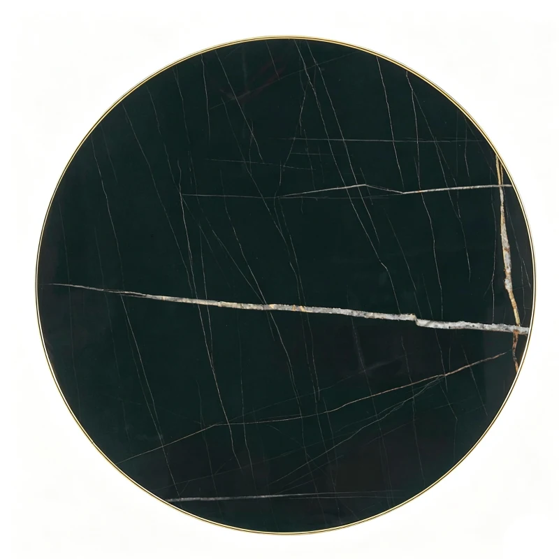 Table d'appoint ronde moderne, stabilité optimale et un gain de place, 59.5x59.5x73.5 cm, Noir+Or