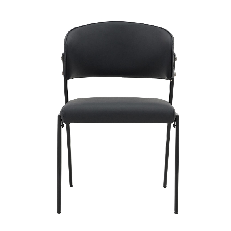 Chaise de salle à manger moderne rembourrée, design épuré, dossier ergonomique, 51x49x78 cm, Noir