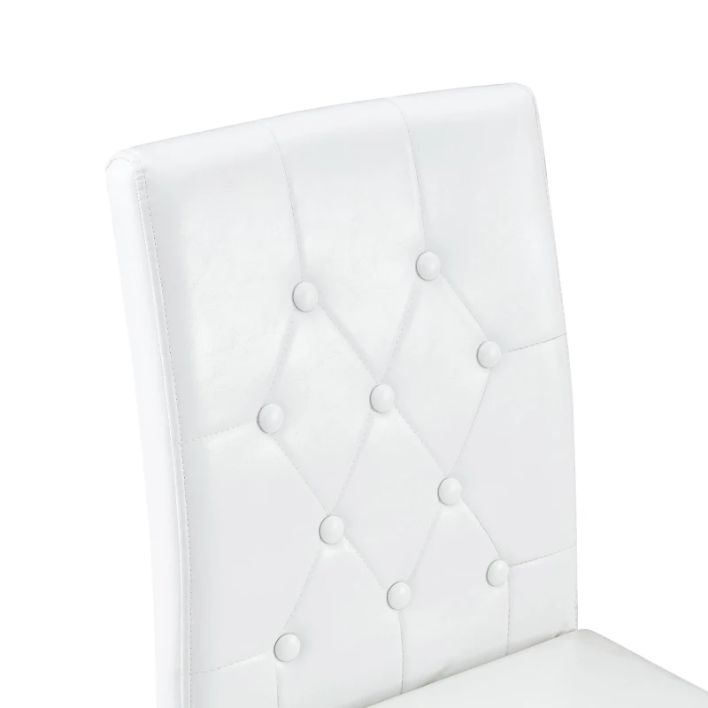 Lot de 4 chaises de salle à manger, style luxe européen, patins antidérapants et silencieux, 42x46x89 cm, Blanc+Argenté