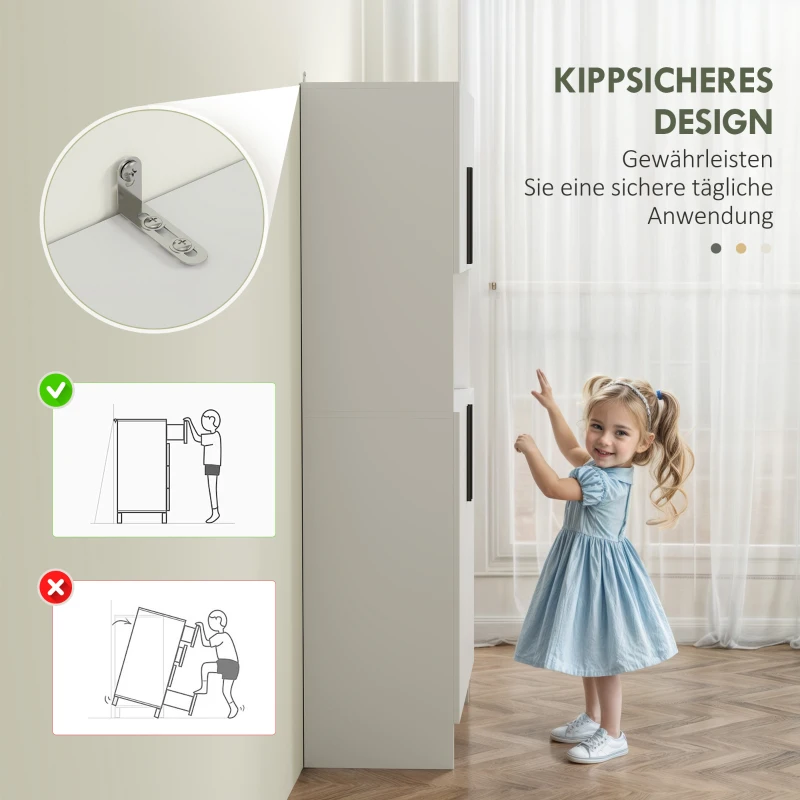 HOMCOM Keukenkast, voorraadkast voor keuken, woonkamer, eetkamer, kasten, planken, magnetronplateau, spaanplaat, wit(m-6)