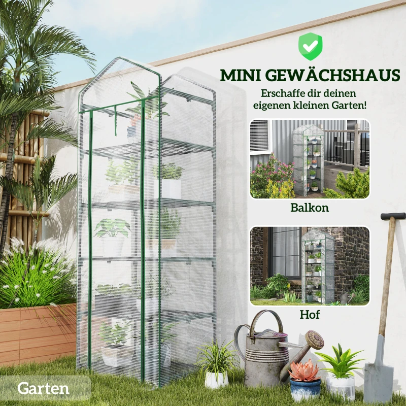 Outsunny Mini-kas voor Bloemen of Groenten, Staal, Plastic, 69L x 49B x 193H cm, Wit(m-6)