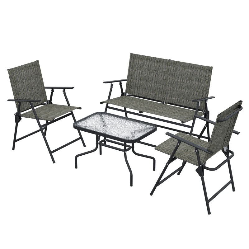 Outsunny Four-Piece Metal Garden Sofa Set - Mixed Brown