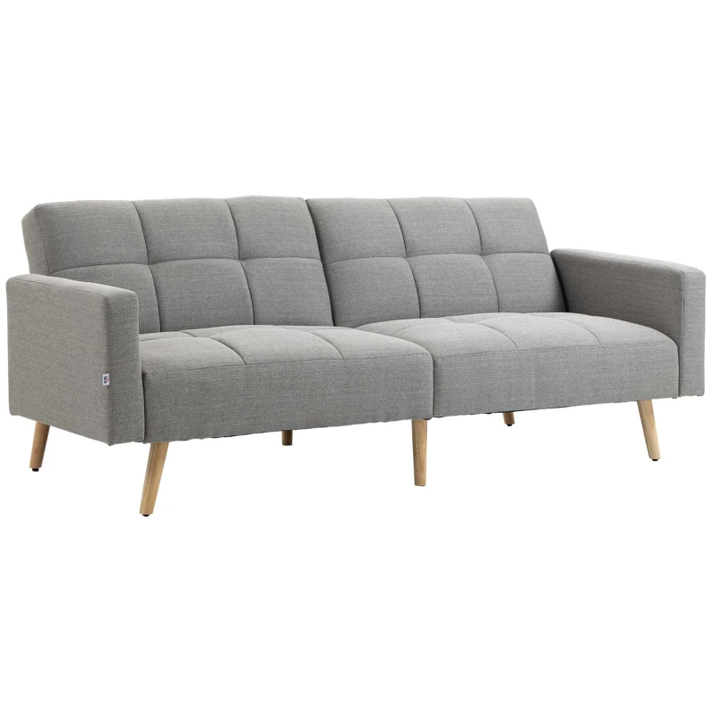 HOMCOM 2-in-1 slaapbank 205 x 88 cm met bedfunctie, bank met zitkussen, linnenlook grijs