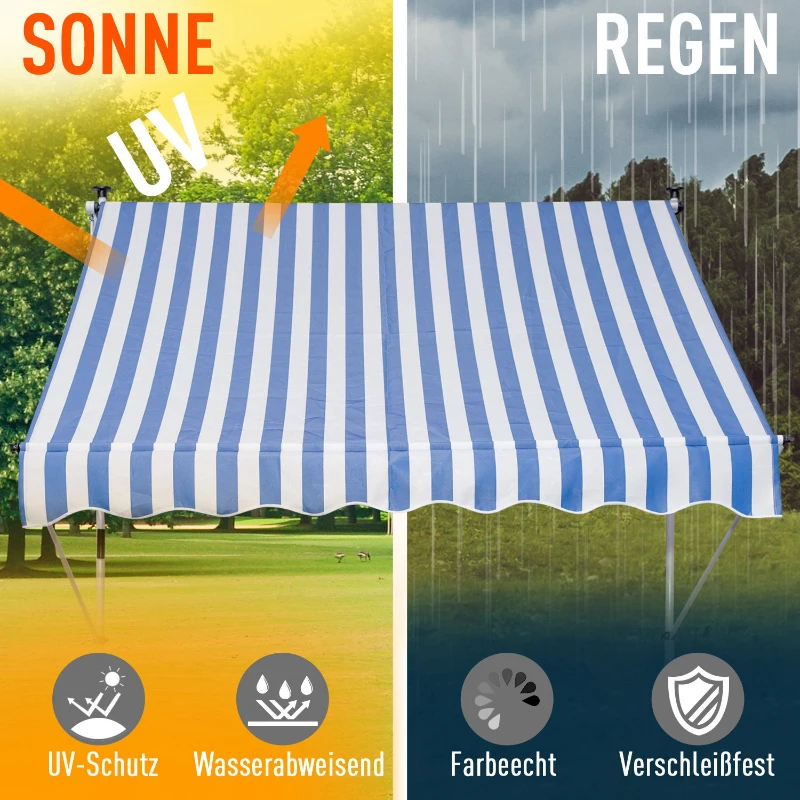 Outsunny Markies knikarm knikarmmarkies zonwering handslinger balkon aluminium 2 x 1,5 m blauw