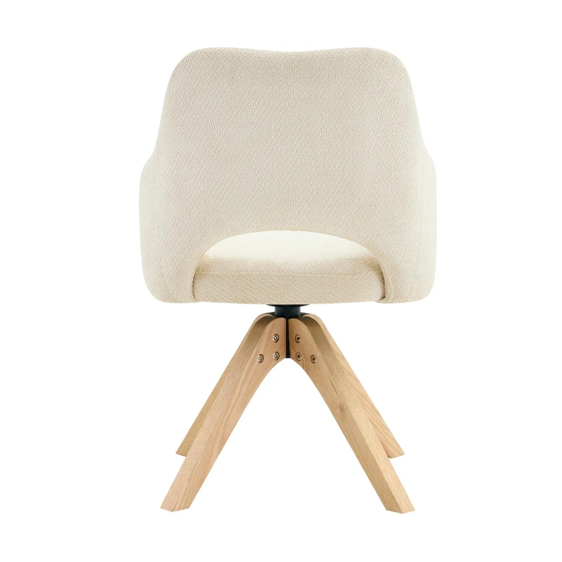 Lot de 2 chaises pivotantes style rétro luxe léger, revêtement en tissu structuré, 45x48x85 cm, Couleur naturelle