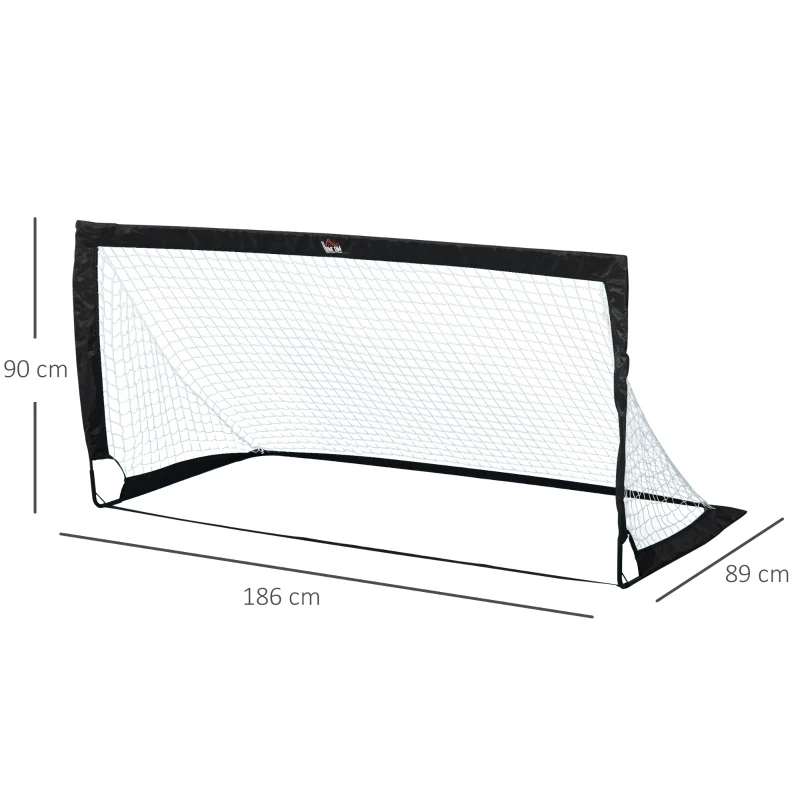 HOMCOM Set di 2 Porte da Calcio Pieghevoli per Bambini e Adulti, 186x90x89 cm, Nero