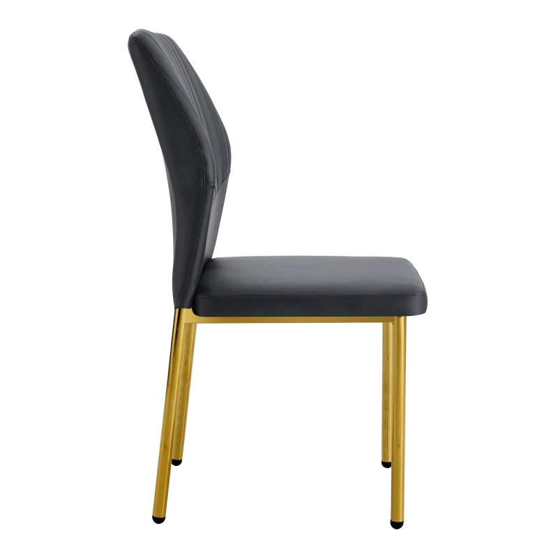 Lot de 4 chaises de salle à manger, style léger-luxe, patins antidérapants, 43x42.6x93 cm, Noir+Doré