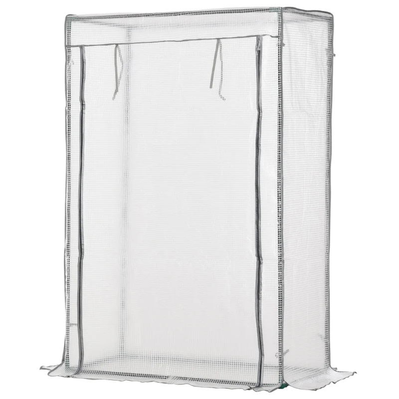 Outsunny Serre de jardin, serre de balcon, bâche renforcée PE, châssis en acier, porte zippée enroulable, 100 x 50 x 150 cm blanc