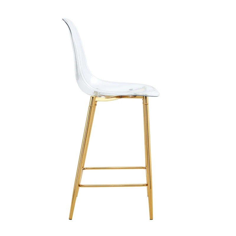 Lot de 4 tabourets de bar transparents, design moderne et aérien, 51x45x102 cm, Doré