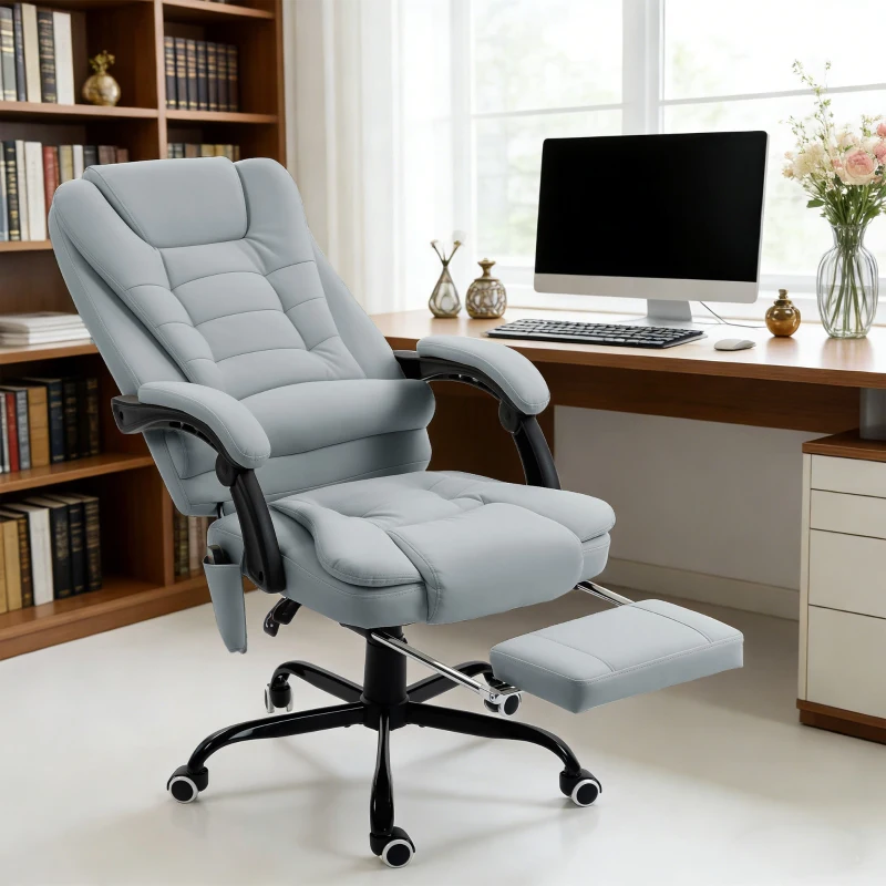 Vinsetto Fauteuil de bureau massant, chaise de bureau avec hauteur réglable, dossier inclinable et télécommande filaire, gris