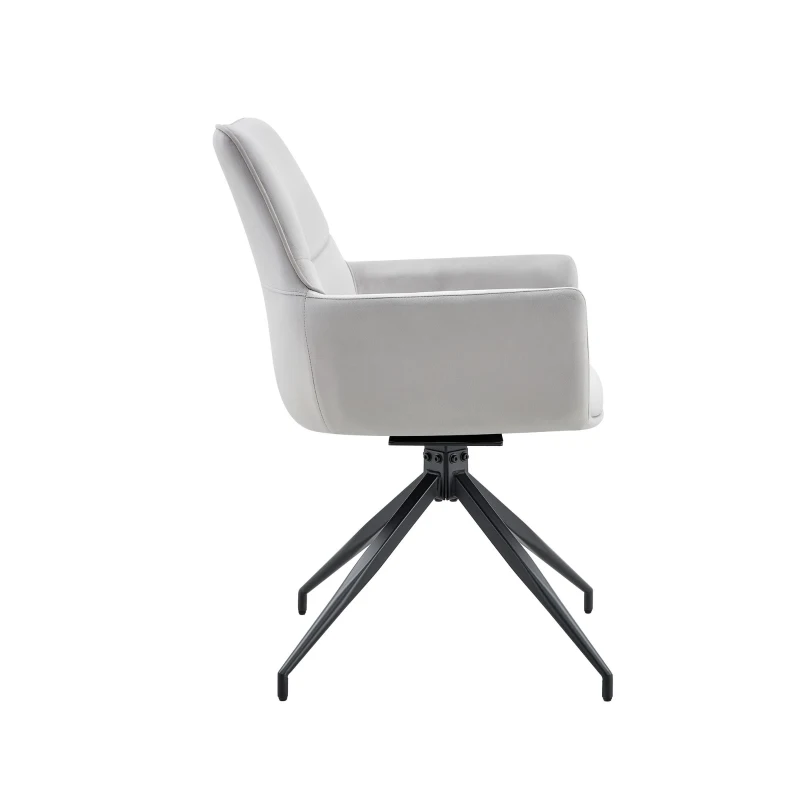 Fauteuil pivotant 360° rembourré, piètement métal laqué stable, patins antidérapants, 48x50x85 cm, Noir+Gris clair