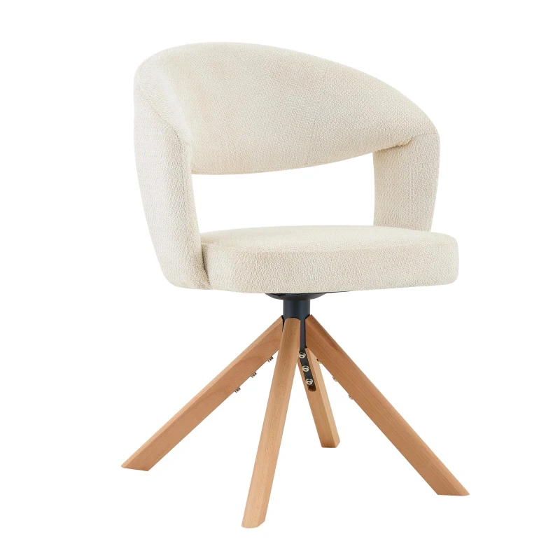 Lot de 2 chaises pivotantes rétro-luxe, patins feutre antidérapants, rotation 360° silencieuse, 47x47.5x81.5 cm, Couleur naturelle