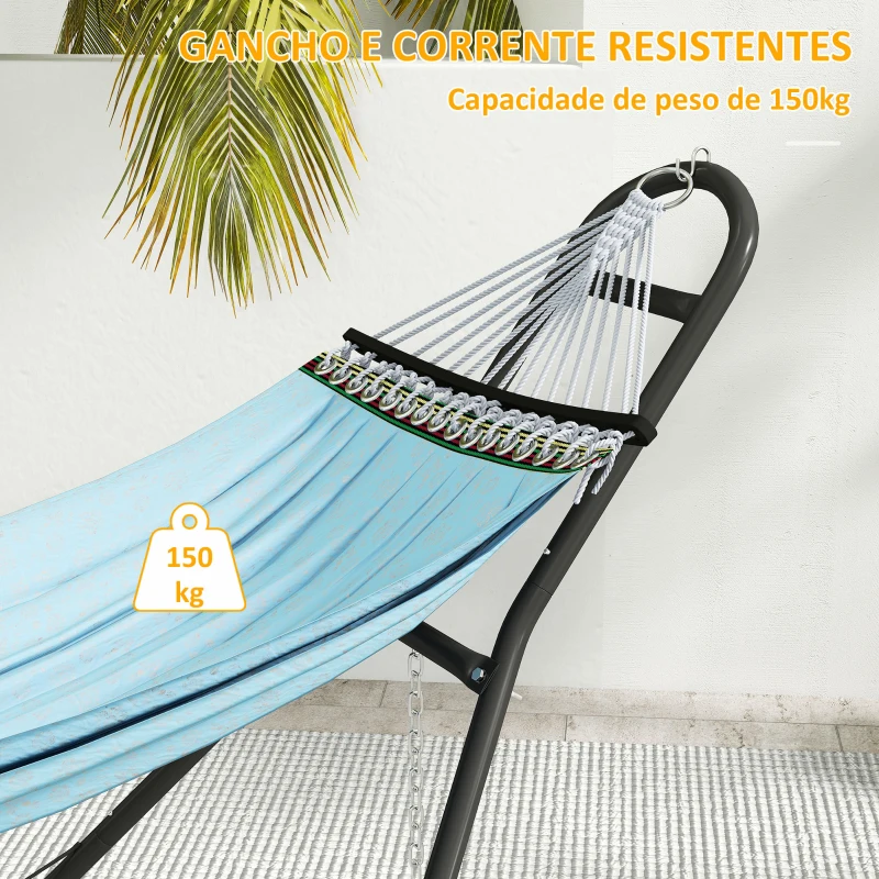 Outsunny Suporte para Rede Comprimento 278 cm Corrente Ajustável com Estrutura de Aço para Redes de 2,75-4 m Capacidade 150 kg Preto